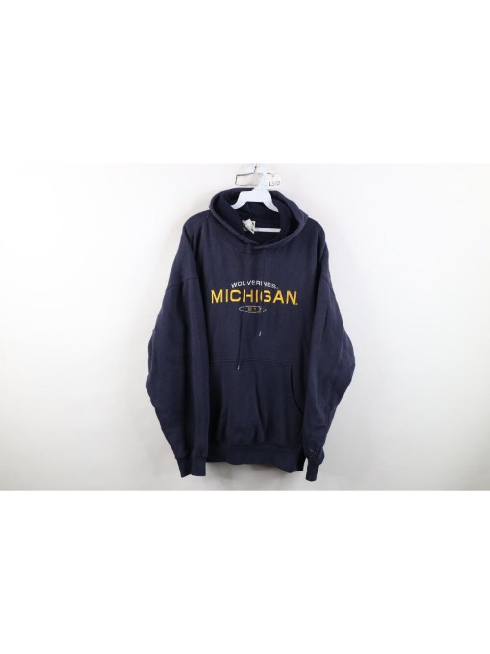 Vtg 90s University of Michigan Hoodie Sweatshirt Mens Size XL Blue Distressed